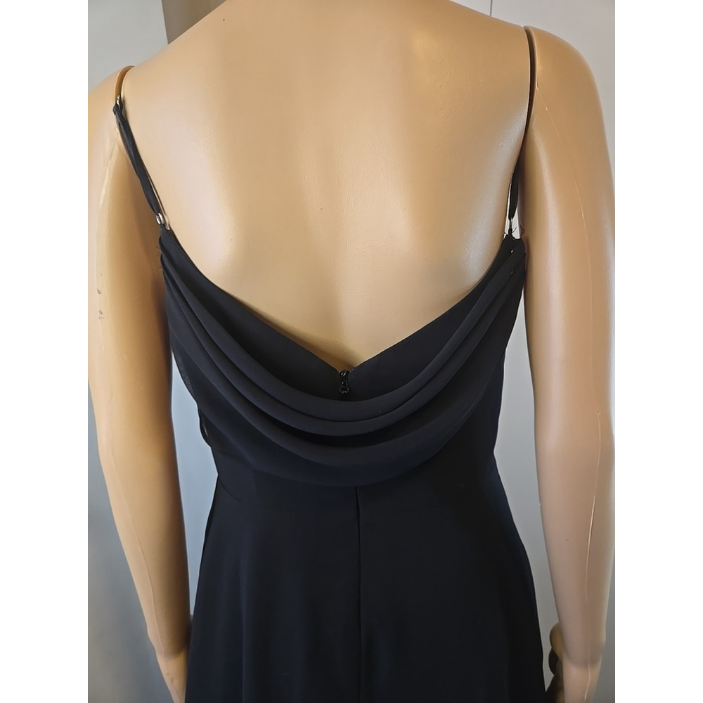 Azazie Black Bridesmaid Dress A6 Floor Length Slit Formal Gown Pockets - Picture 11 of 12